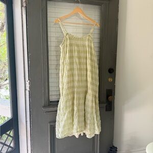 Lucky Brand Light Green Gingham Summer Slip Dress